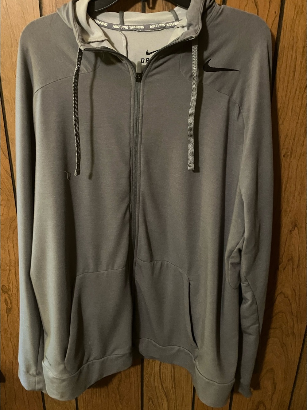 Nike Men's Gray Full-Zip Hooded dri fit lightweight jacket XXL